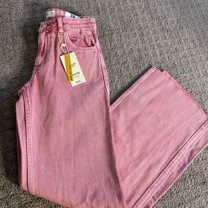 New with tags MNG (MANGO) wide leg pink denim jeans. US size 1